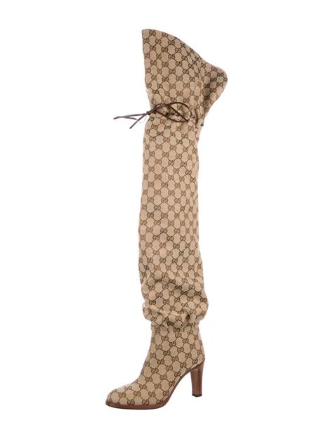 fake gucci ankle boots|gucci monogram thigh high boots.